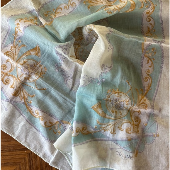 Vintage CELINE Small Scarf Horsebit Triomphe Hanker chief - Picture 2 of 5
